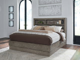 Anibecca California King Bookcase Bed with Mirrored Dresser, Chest and 2 Nightstands