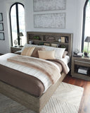 Anibecca King Bookcase Bed with Mirrored Dresser and 2 Nightstands