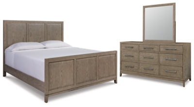 Chrestner King Panel Bed with Mirrored Dresser