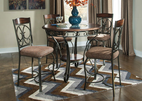 Glambrey Round Counter Height Table w/4 Barstools