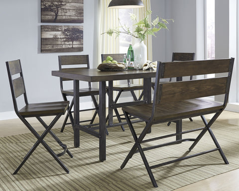 Kavara Counter Height Dining Table and 4 Barstools and Bench