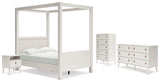 Aprilyn Full Canopy Bed with Dresser, Chest and Nightstand