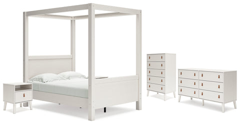 Aprilyn Full Canopy Bed with Dresser, Chest and 2 Nightstands