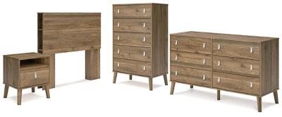 Aprilyn Twin Bookcase Headboard with Dresser, Chest and Nightstand