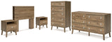 Aprilyn Twin Bookcase Headboard with Dresser, Chest and 2 Nightstands