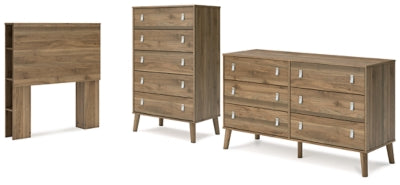 Aprilyn Twin Bookcase Headboard with Dresser and Chest