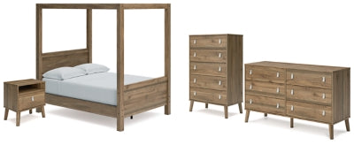 Aprilyn Full Canopy Bed with Dresser, Chest and Nightstand