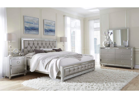 Riley Silver Upholstered Panel Full Bed