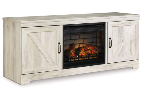 Bellaby Whitewash 63 TV Stand w/Fireplace Insert Infrared